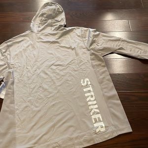 Men’s L long sleeve grey Striker UPF 50 sun fishing, beach, hiking shirt w hood